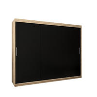 SCHWEBETÜRENSCHRANK 200/250/62 2-türig - Silberfarben/Schwarz, Holz/Kunststoff (250/200/62cm) - Abiks Möbel