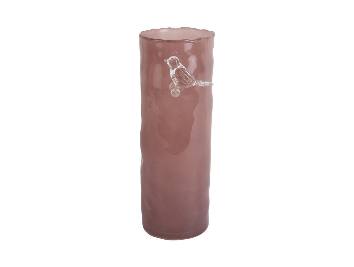 VASE Bird On Branch 9/9/27 cm - Pink, Glas (9.5/27cm) - Present Time