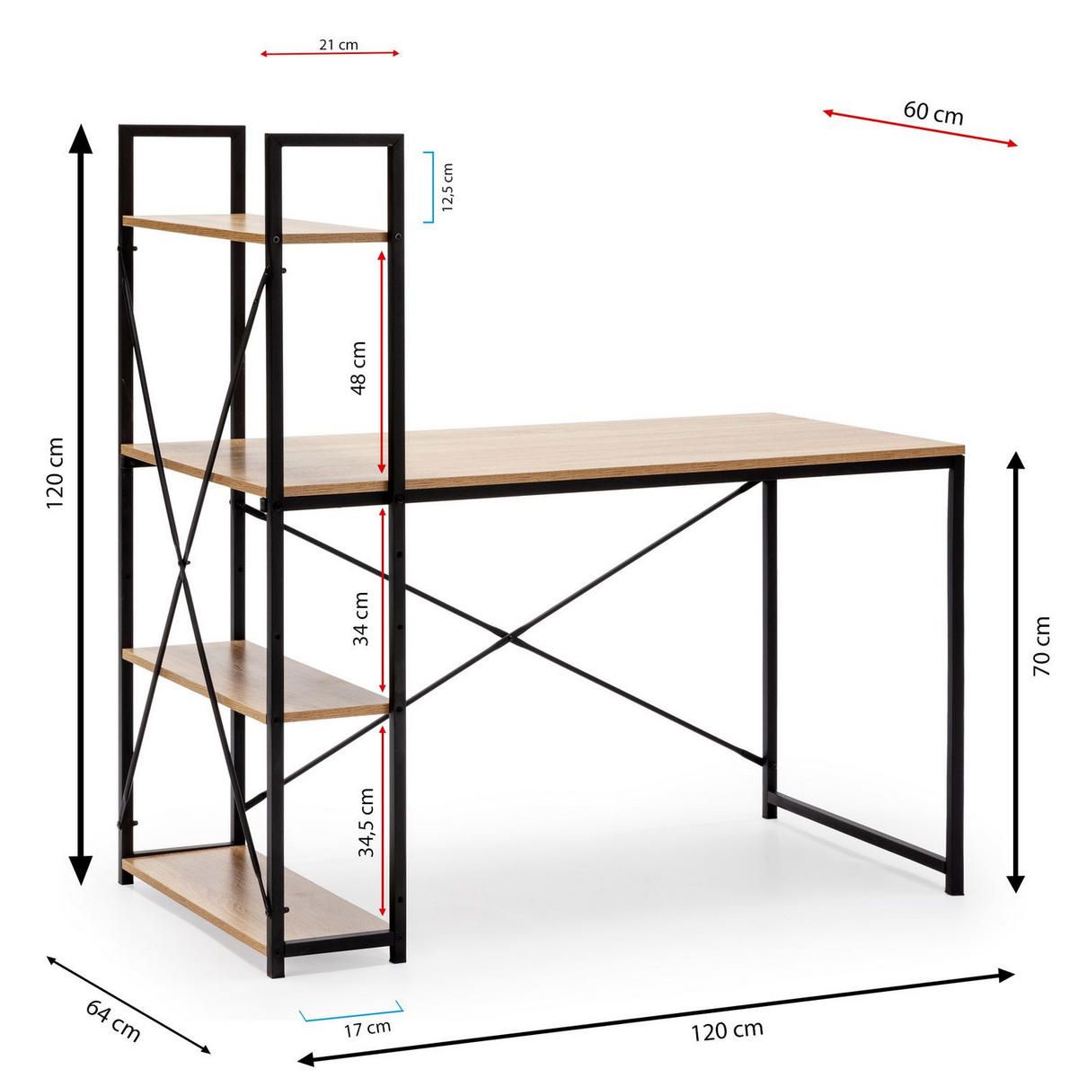 SCHREIBTISCH 120/64/120 Lidia schwarz - Schwarz, Holzwerkstoff (64/120/120cm) - VS Venta-stock