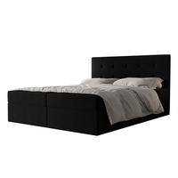 BOXBETT Dahlina 140/200 cm in Schwarz – mit Bettkasten und Luxus & Funktionalität - Schwarz, Holz/Holzwerkstoff (140/200cm) - AX Living