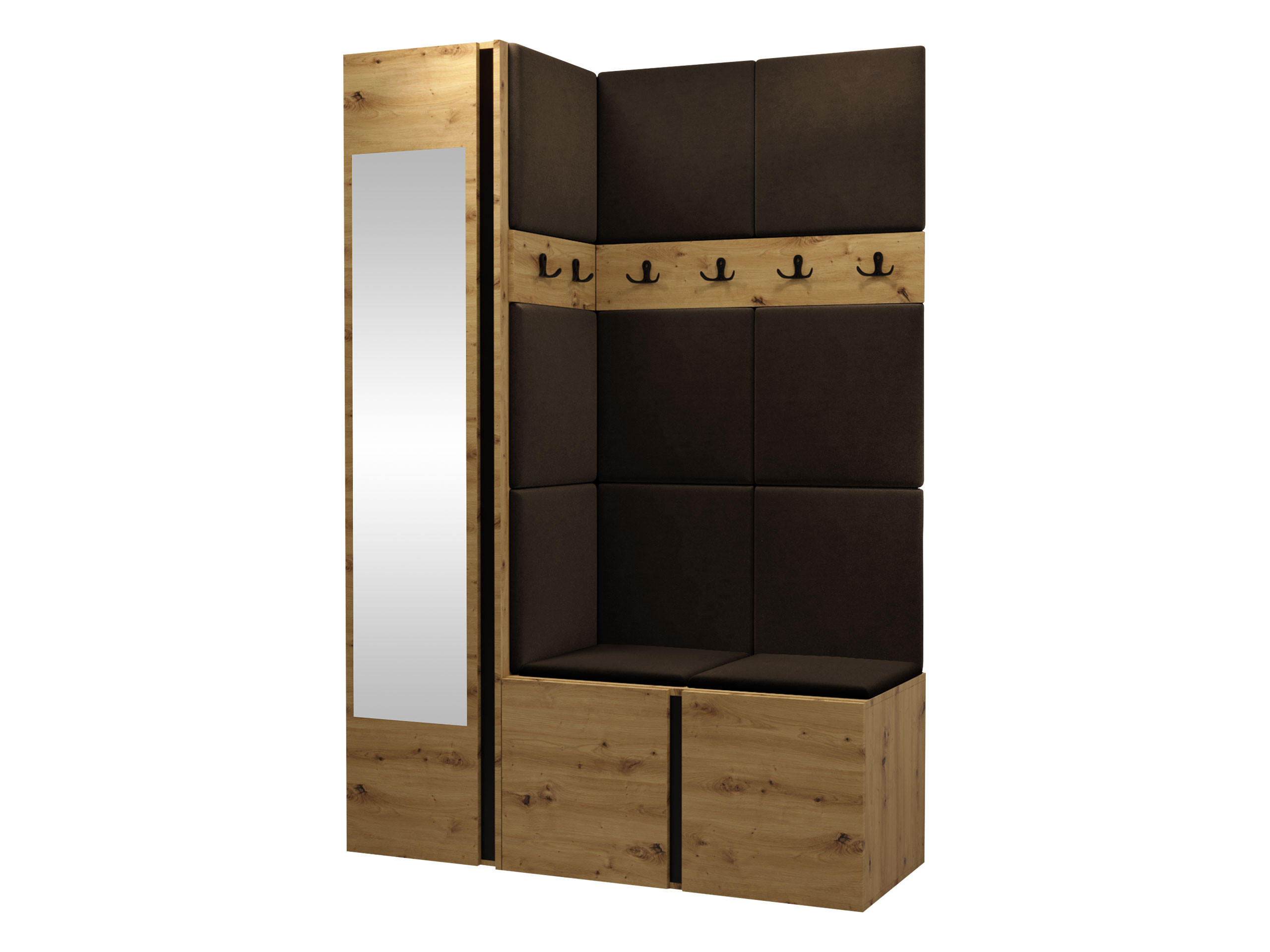 GARDEROBEN-SET Orion X - Eiche Artisan/Braun, Holzwerkstoff/Kunststoff (124/186/46cm) - MIRJAN24