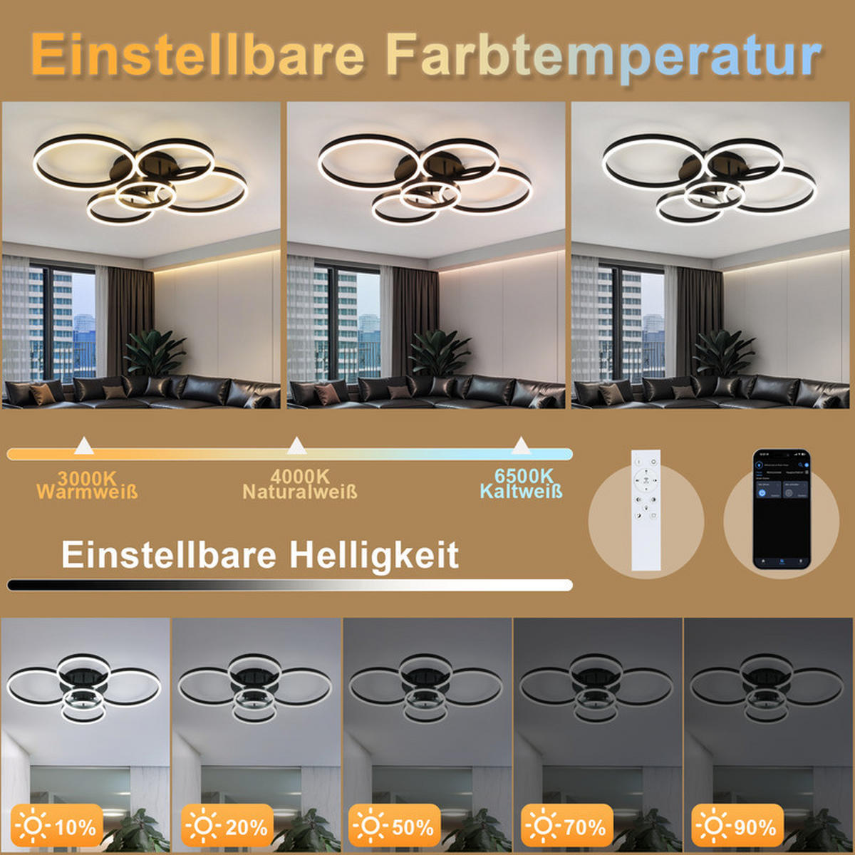 LED-DECKENLEUCHTE Lenci 75/94/15.5cm - Goldfarben, Metall (94/75/15.5cm) - Nettlife