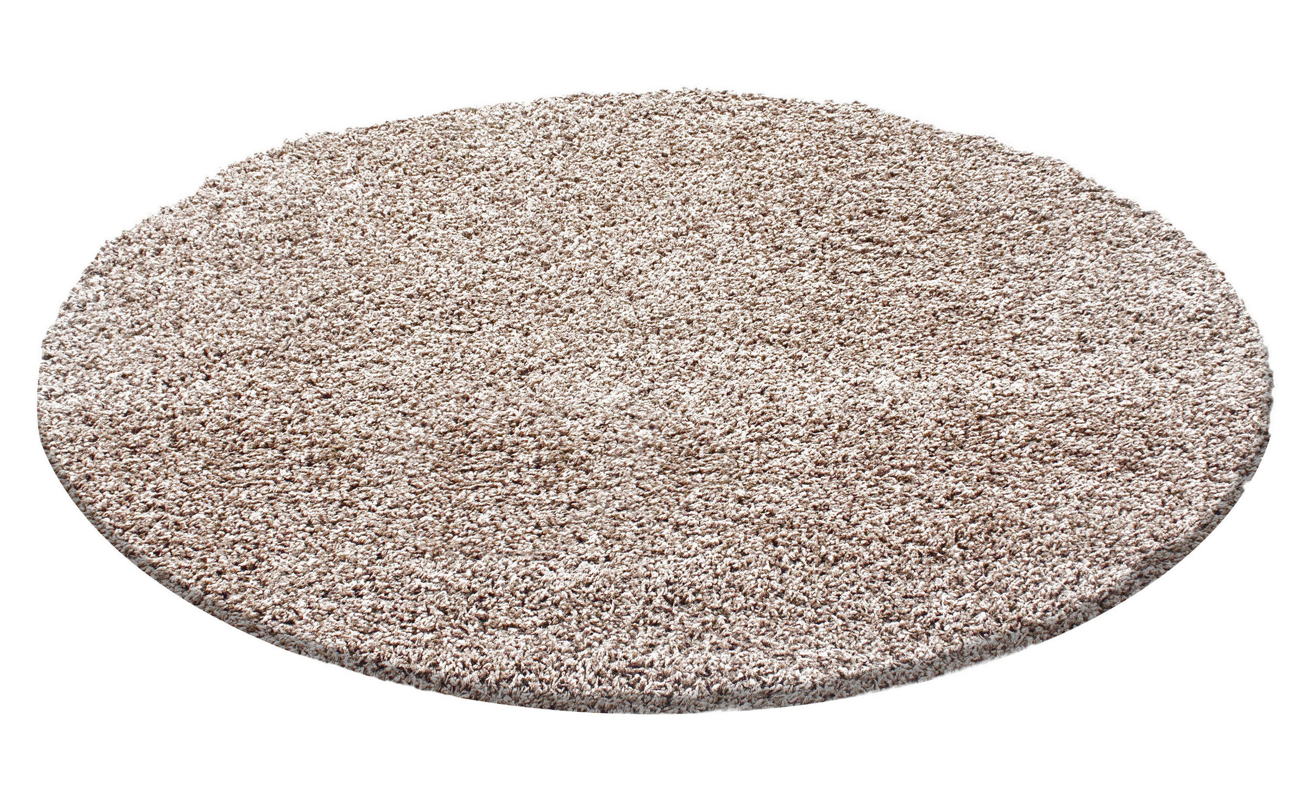 TEPPICH Schlafzimmer Hochflor Unifarben Samtweich Waschbar Wohnzimmer Rund Beige 200x200 cm – RHEIN - Beige, Textil (200/200cm) - KADIMA DESIGN