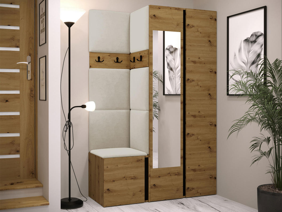 GARDEROBEN-SET Orion XXVI - Beige/Eiche Artisan, Holzwerkstoff/Kunststoff (116/186/46cm) - MIRJAN24