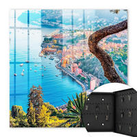 SCHLÜSSELBOX Schwarz 30x30 cm- Türöffnung nach rechts - Ferienlandschaft - Blau, Metall (30/30/5cm) - TULUP