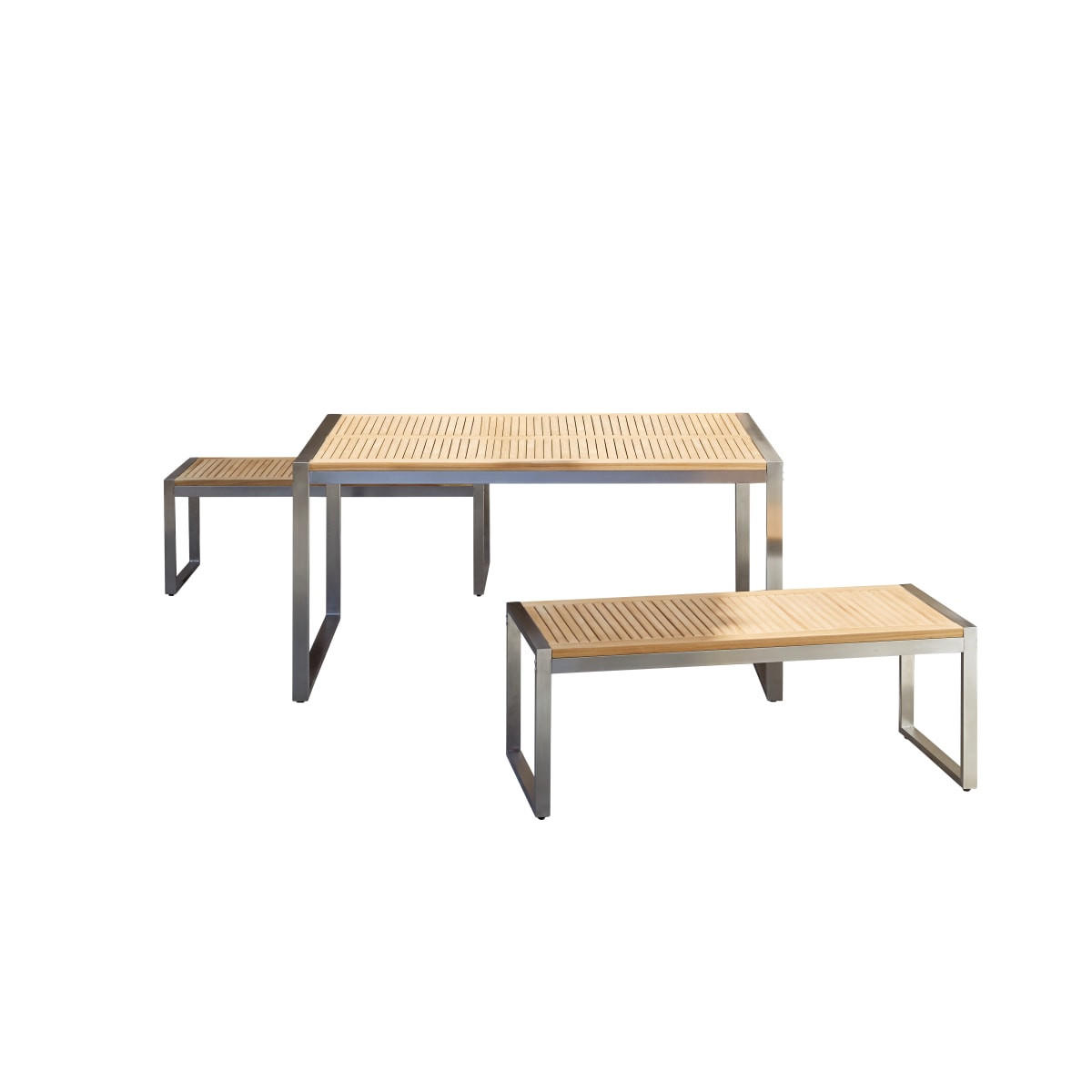 GARTENMÖBEL-SET 3-tlg Arno Natur aus Teak - Naturfarben, Holz - Tikamoon