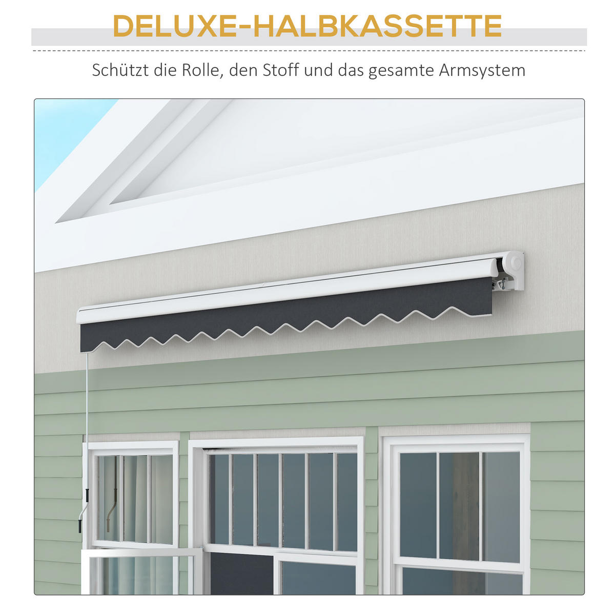 MARKISE, Grau, Aluminium, Polyester - Grau, Metall (300/150/395cm) - Outsunny