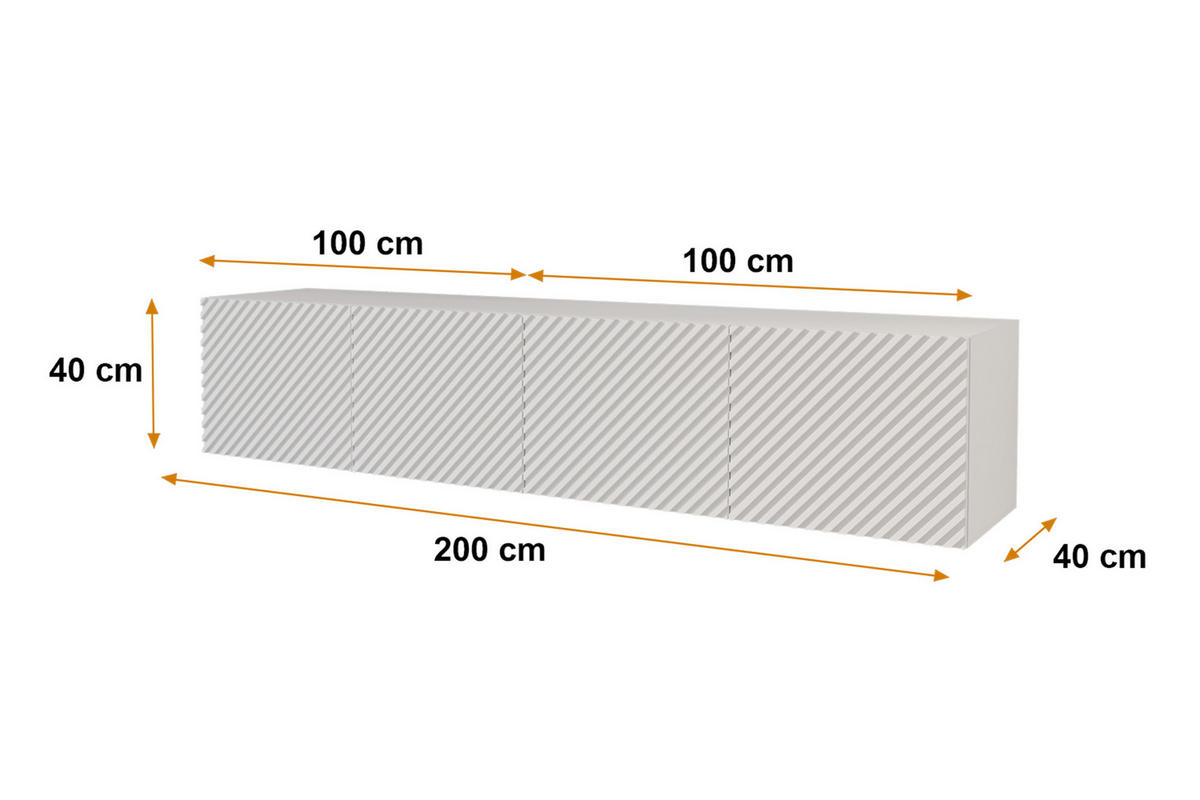 LOWBOARD ZENO-W 2x100x40x40 cm - Weiß - Weiß, Holzwerkstoff (200/40/40cm) - ALTDECOR
