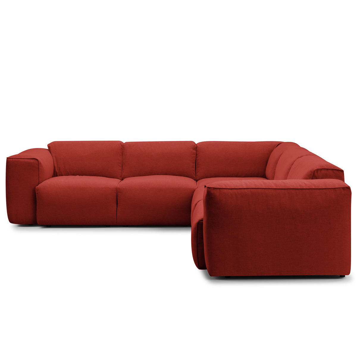 ECKSOFA mit Rundecke - Rot/Schwarz, Kunststoff/Textil (325/260cm) - home24