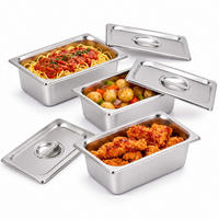 RECIPIENT Argintiu set-3 inox GN 1/4 cu capace - argintiu, metal - Relaxdays
