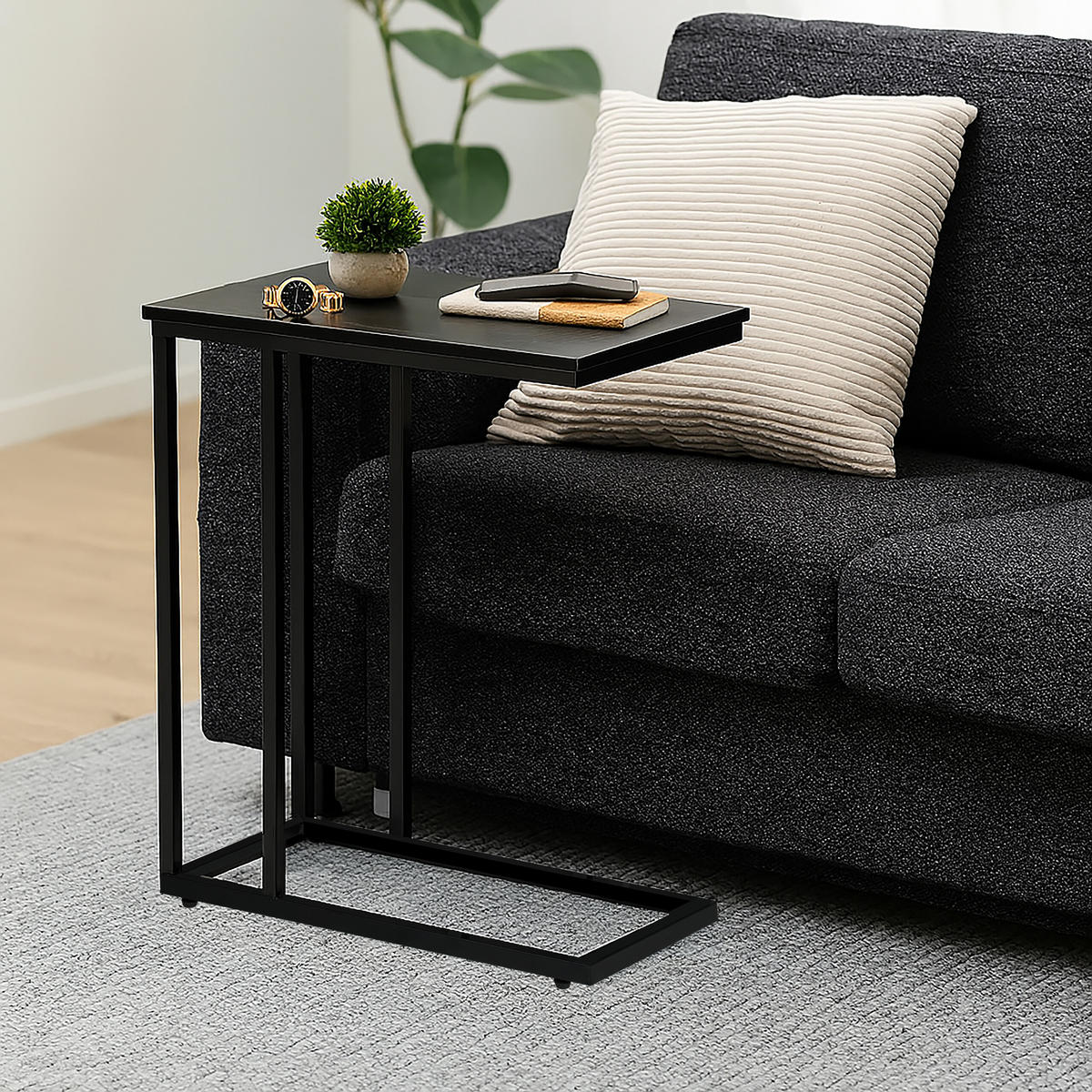 BEISTELLTISCH - Schwarz, Holzwerkstoff/Kunststoff (30/60/79cm) - Relaxdays
