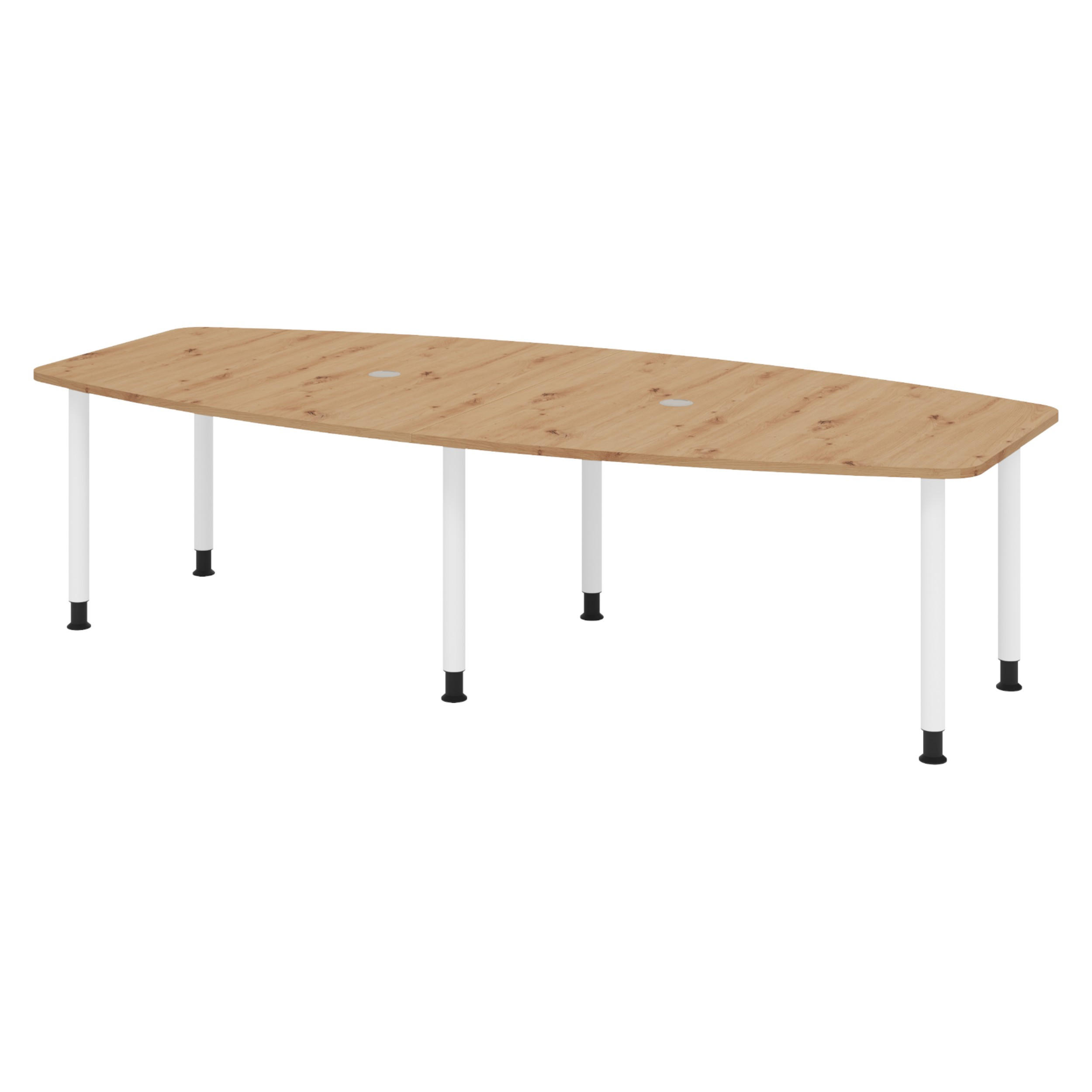 bümö Konferenztisch Wildeiche, Weiß 280x74x130 cm