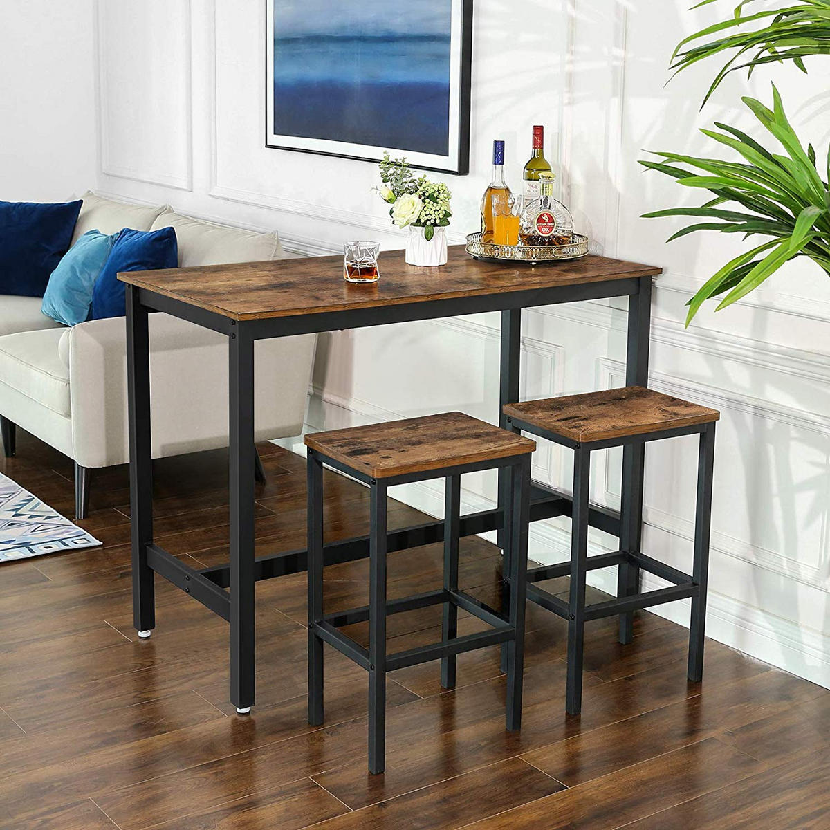 BARHOCKER IM INDUSTRIE-DESIGN 2ER-SET - Braun, Holzwerkstoff (30/65/40cm) - Hansiro