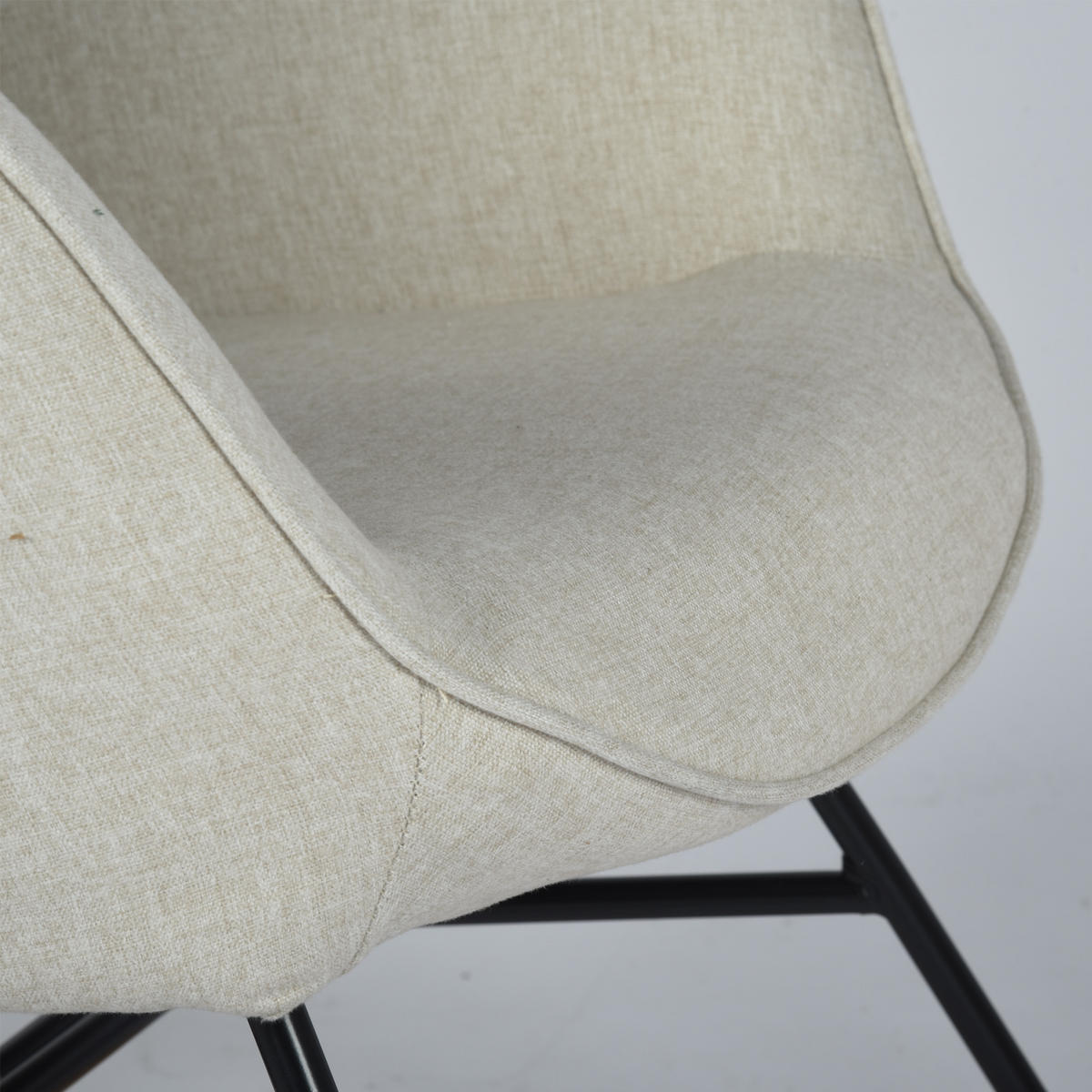 2ER Set Schaukelstuhl Massivholz, Beige - Beige, Textil (66/98/84cm) - Meubles Cosy