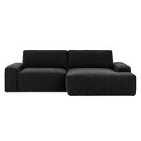 ECKSOFA Lennon aus Schwarz Strukturstoff mit Schlaffunktion und Bettkasten - Schwarz, Holz/Kunststoff (264/137cm) - S-Style