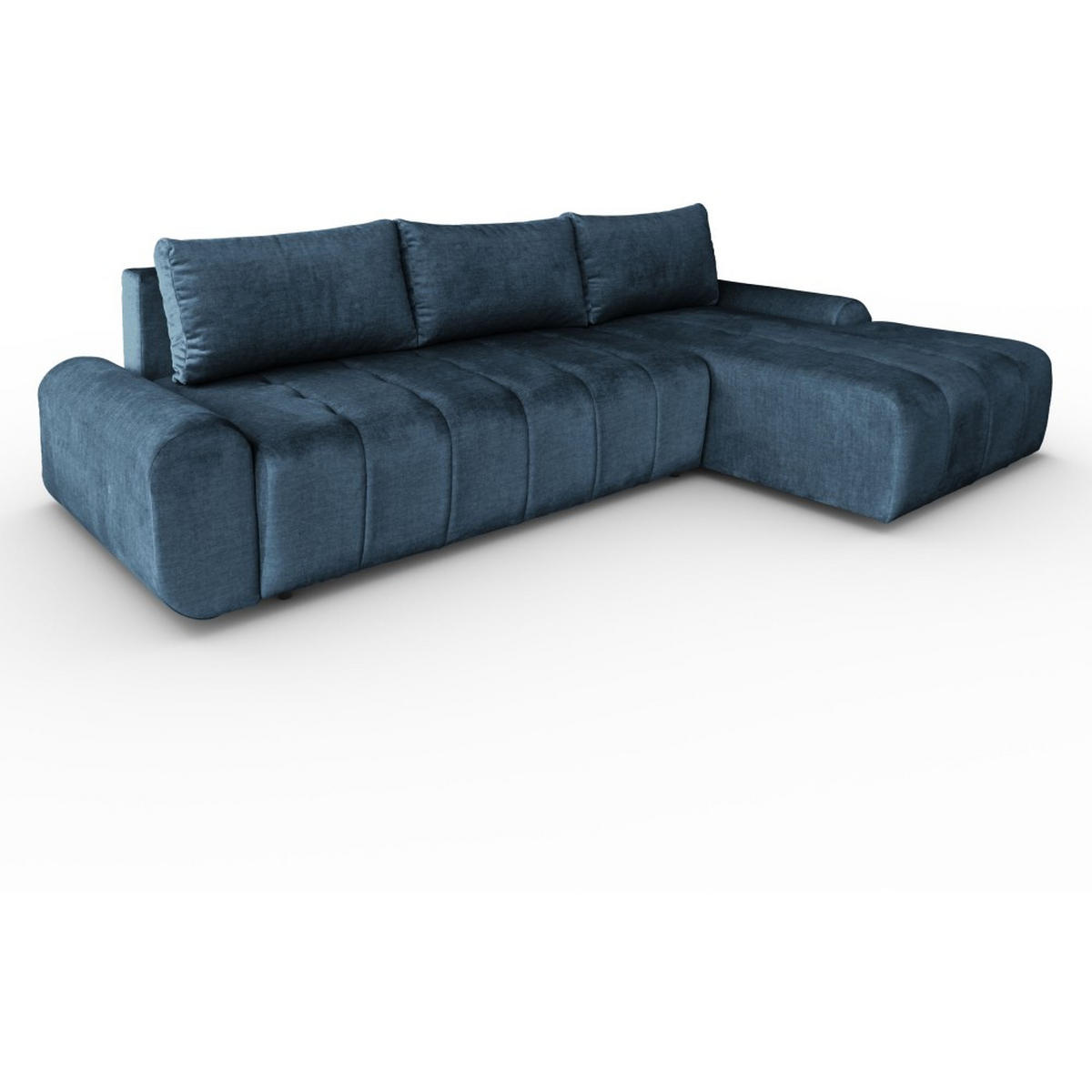 ECKSCHLAFSOFA Costa L Dunkelblau rechts - Schwarz/Dunkelblau, Kunststoff/Textil (290/169cm) - Beautysofa