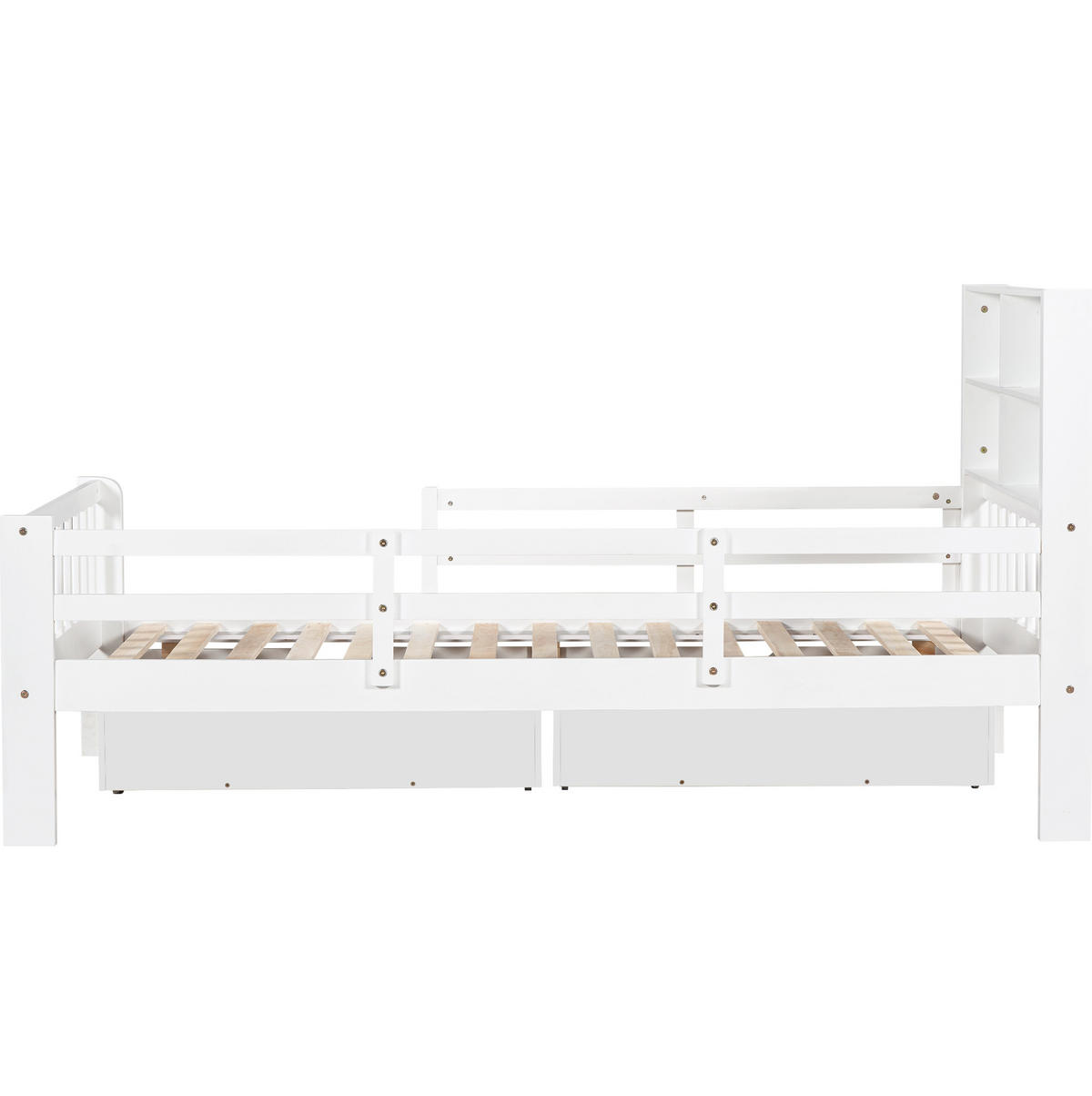 KINDERBETT 90/200 cm Weiß aus Massivholz und MDF mit Schubladen und Tafel - Weiß, Holz (90/200cm) - OKMYHOME