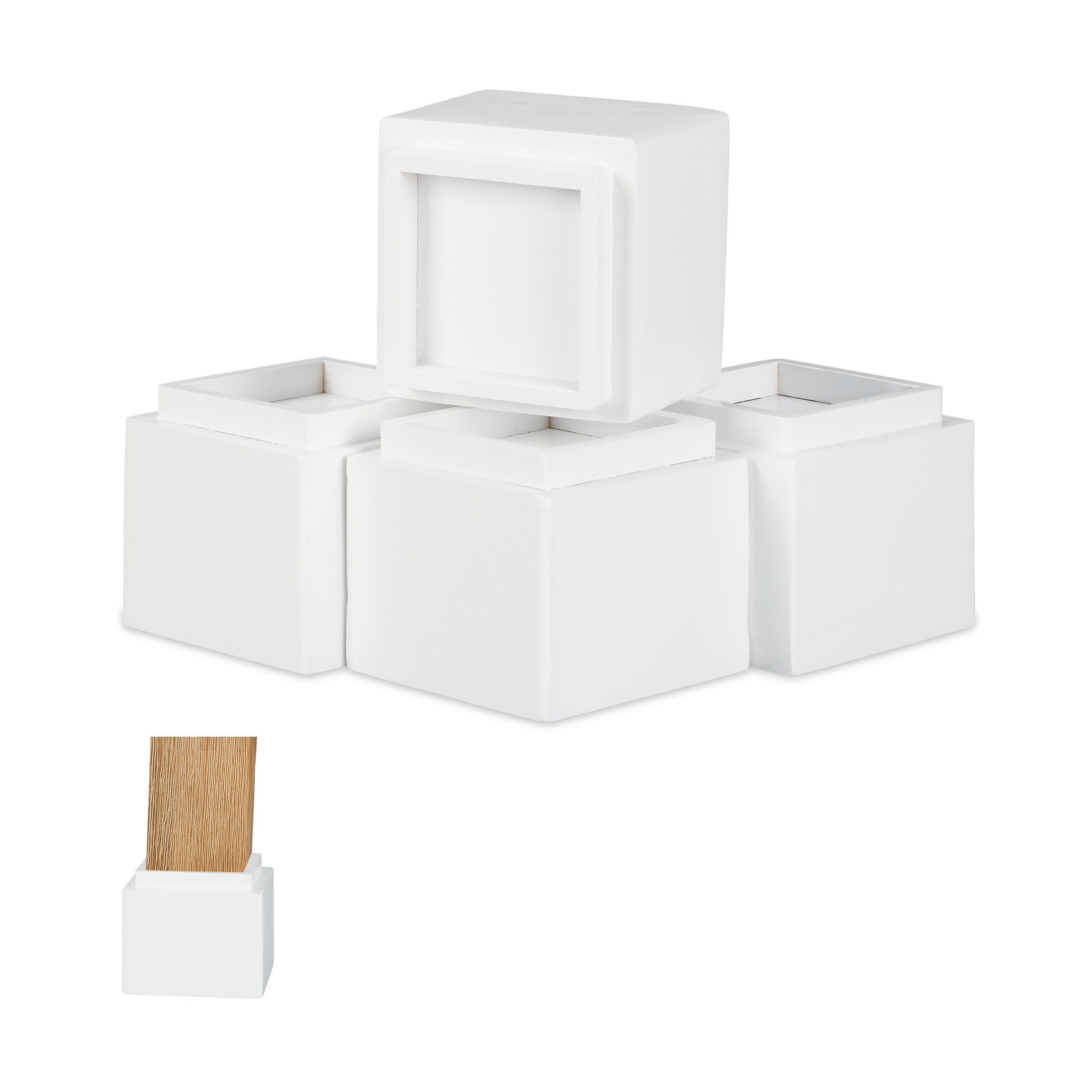 4XMÖBELERHÖHER - Weiß, Holz (11.5/10/11.5cm) - Relaxdays