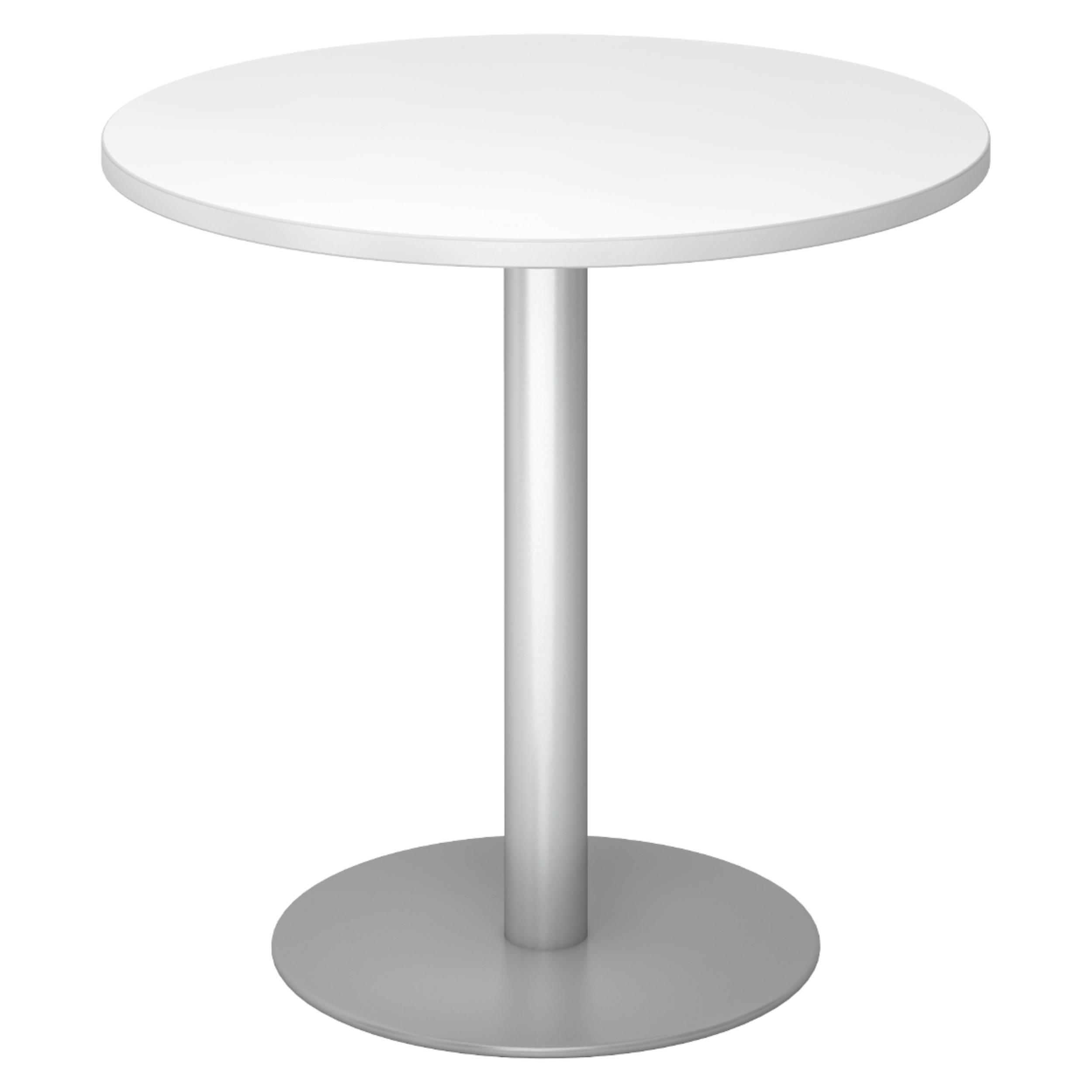 PAUSENTISCH klein STF 80/80/74,5 cm in Weiß/Silberfarben - Silberfarben/Weiß, Holzwerkstoff (80/80/74.5cm) - bümö