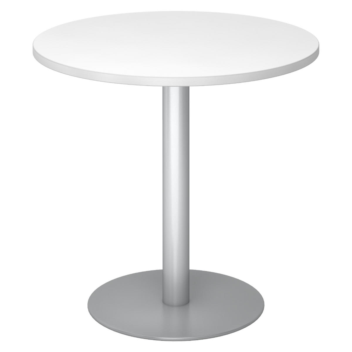 PAUSENTISCH klein STF 80/80/74,5 cm in Weiß/Silberfarben - Silberfarben/Weiß, Holzwerkstoff (80/80/74.5cm) - bümö