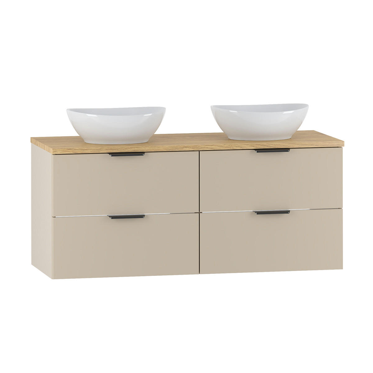 DOPPELWASCHTISCH 120.6cm Astrid Kaschmir und Holz - Beige, Holzwerkstoff (120.6/52.2/46.5cm) - Petits-meubles