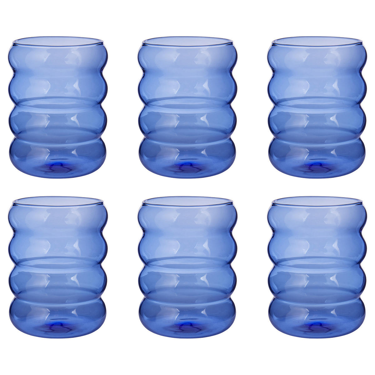 TRINKGLÄSER (6er Set) Hoop 350 ml - Blau, Glas (0.35L) - Butlers