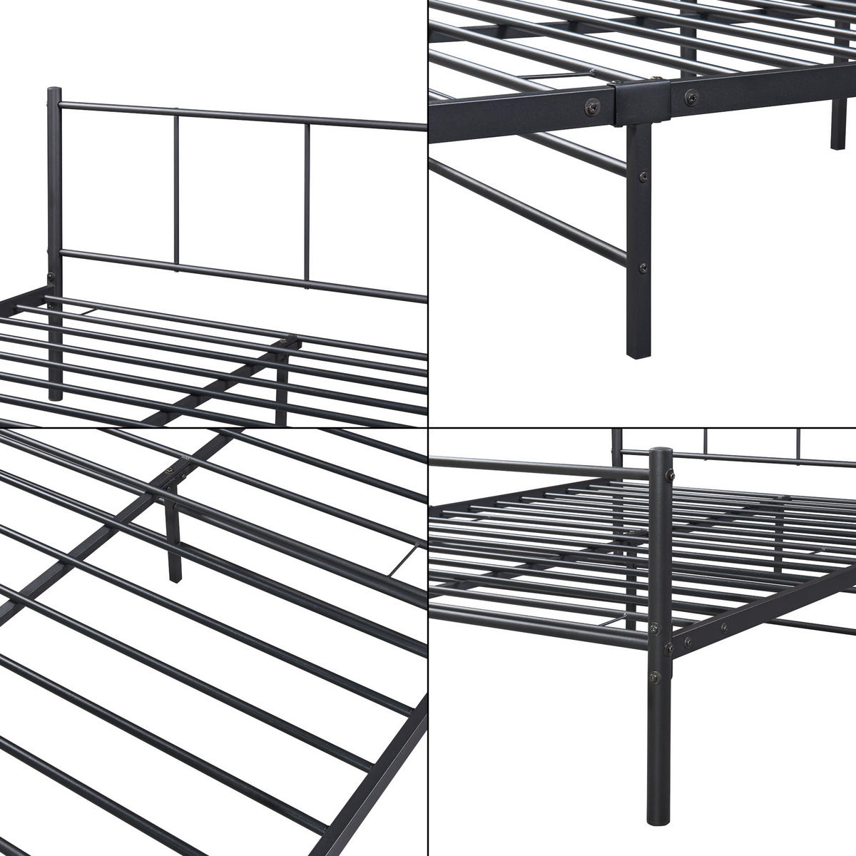 METALLBETT Laos - Schwarz, Metall (140/200cm) - [en.casa]