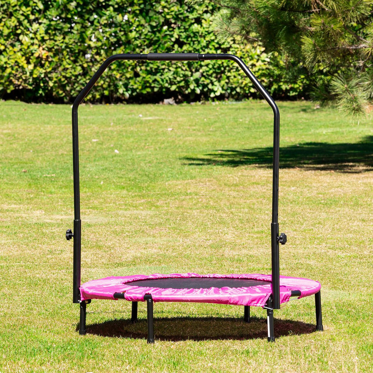 KINDERTRAMPOLIN Fit 94 cm rosa Fitness-Trampolin Haltestange wetterbeständig - Pink/Rosa, Metall (94/94cm) - Chipolino
