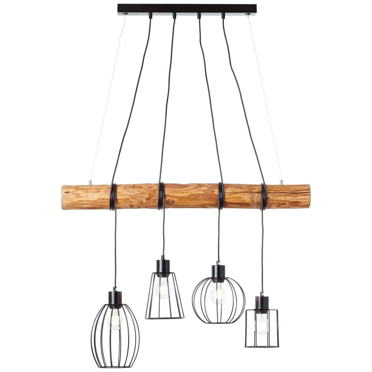 PENDELLEUCHTE Keyla 99549/76 - Schwarz, Holz (19.5/90/140cm) - Brilliant