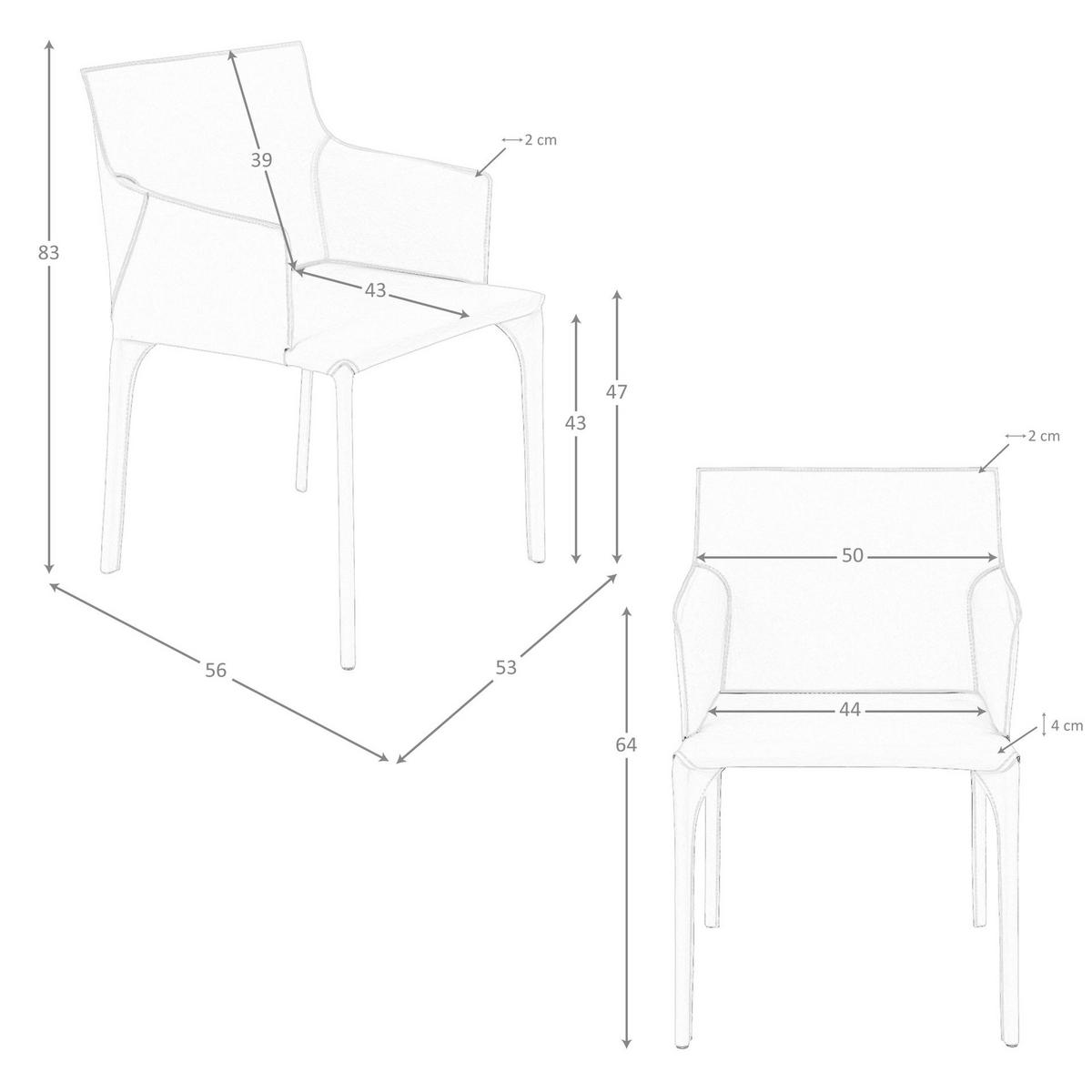 STUHL Stuhl aus nerzfarbenem regeneriertem Leder 53/56/83 cm - Taupe/Grau, Leder/Metall (53/83/56cm) - ANGEL CERDA