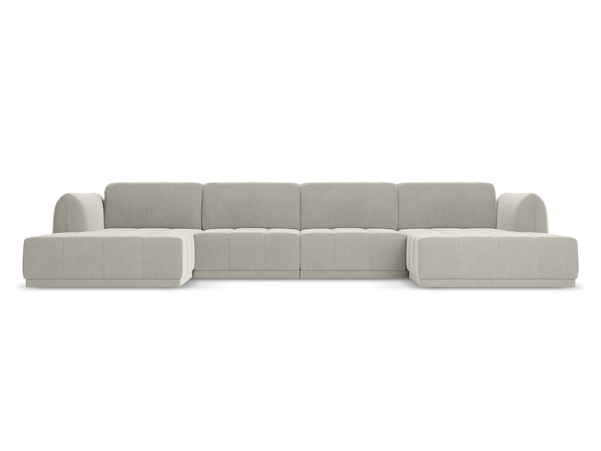 WOHNLANDSCHAFT Samt Stoff Creme - Perlmutt/Creme, Kunststoff/Textil (370/74/170cm) - Makamii