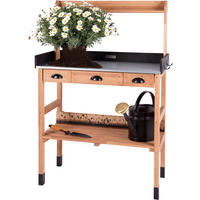 PFLANZTISCH aus Kirschbaum-Holz wetterfest , mit Schubladen, für Garten und Balkon - Braun, Holz (45/85/130cm) - WONDERMAKE