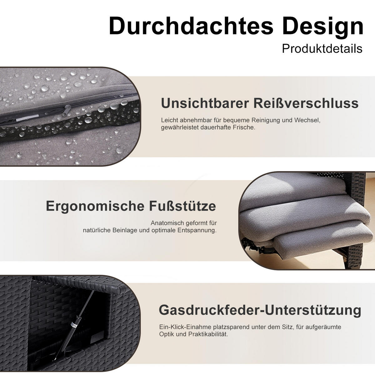 GARTEN-RELAXSESSEL-TY02 - Schwarz, Metall (77.5/112/75cm) - BELONID