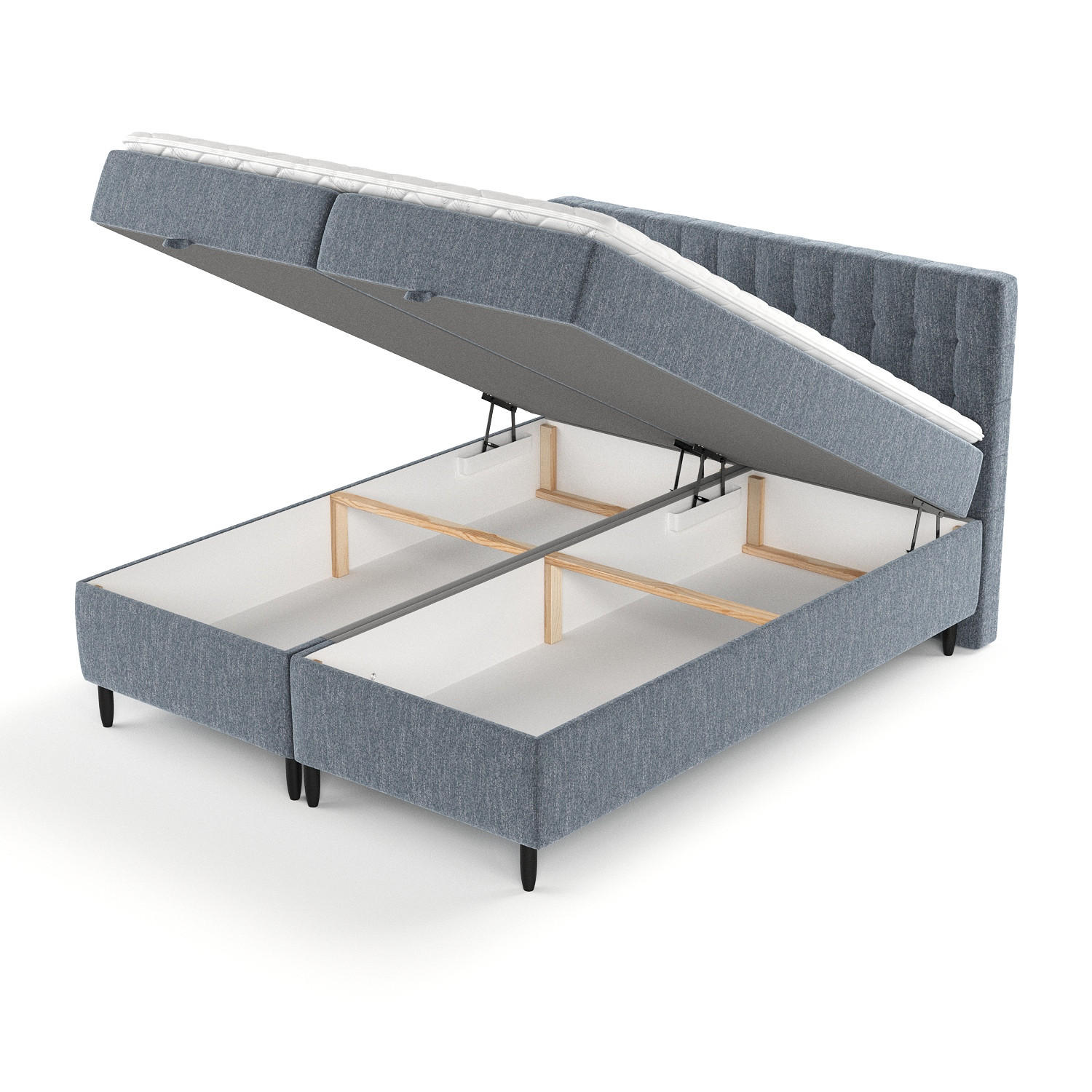 Thumbnail - Maison de Reve Boxbett, Blau, Textil, Buche, Kiefer, H3, Höhe ca. 19 cm, 180x200 cm, Oeko-Tex® Standard 100, FSC 100%, M...