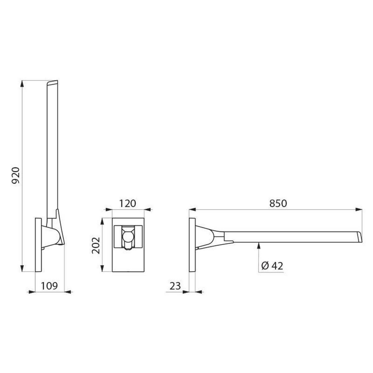 STÜTZKLAPPGRIFF Be-Line D42 L.850 Aluminium weiß - Weiß, Metall (15/13/98.5cm) - Delabie