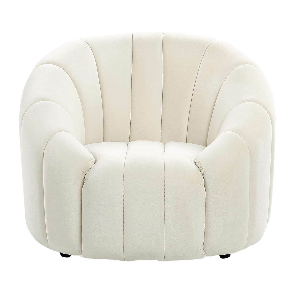 SESSEL Samtstoff cremeweiß Malung - Weiß, Textil (79/67/79cm) - Beliani