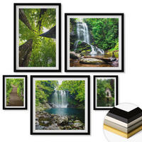 WANDBILDER 5er-Set - 50x50 cm & 20x30 cm & 40x60 cm Schwarzer Rahmen - Denkmäler Europas in warmen Farben - Schwarz, Kunststoff (40/60cm) - ArtPrintCave