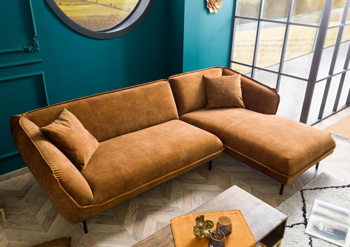 ECKSOFA 277x173x76 Polyester cognac GENT - Braun, Kunststoff (277/173cm) - Massivmoebel24