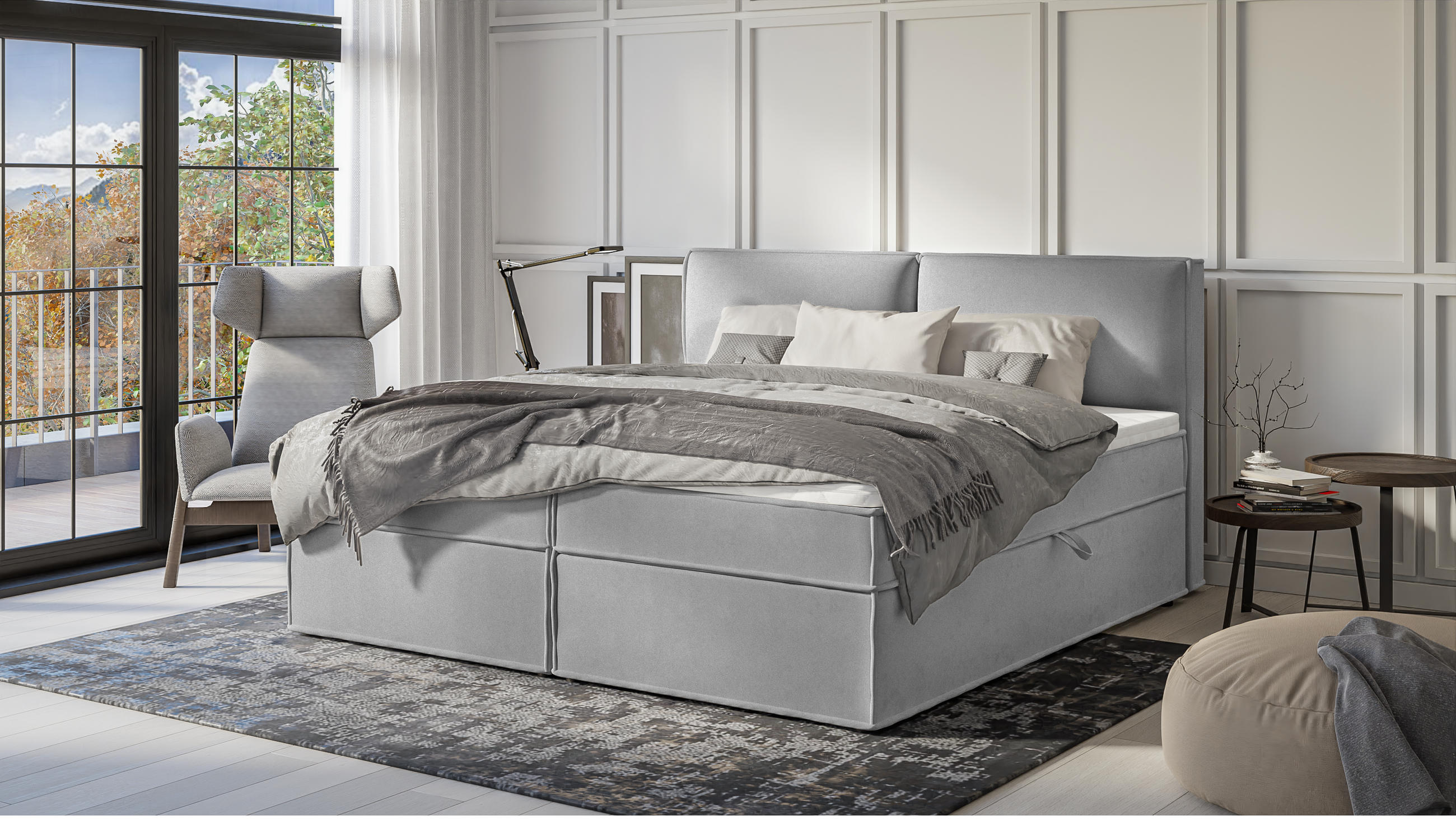 BOXBETT Eclipse 200/200 cm Grau Luxusmicrofaser - Schwarz/Grau, Holz/Kunststoff (200/200cm) - S-Style Möbel
