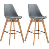 BARHOCKER 2er Set Kunststoff grau - Eukalyptusholzfarben/Grau, Holz/Kunststoff (48/112/56cm) - CLP