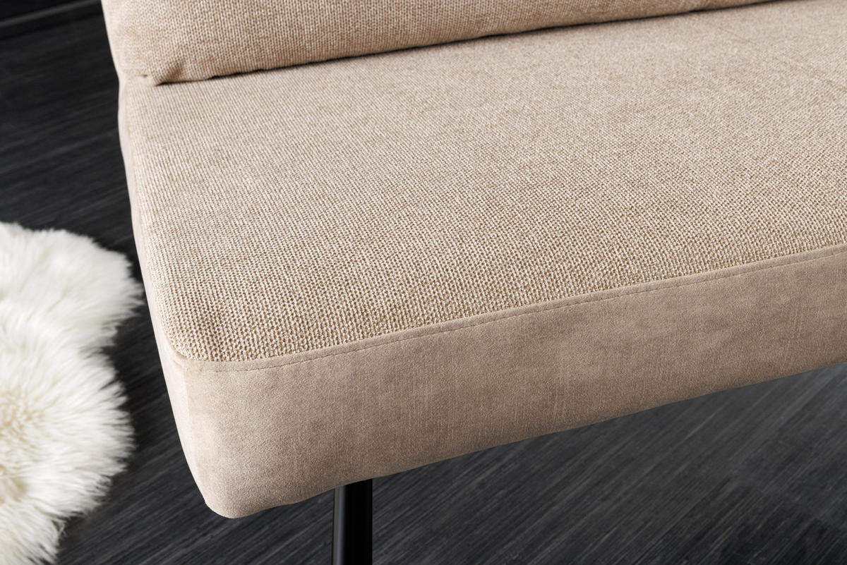 SITZBANK BIG GEORGE Samt Beige 160 cm - Beige/Schwarz, Textil/Metall (160/90/69cm) - riess-ambiente
