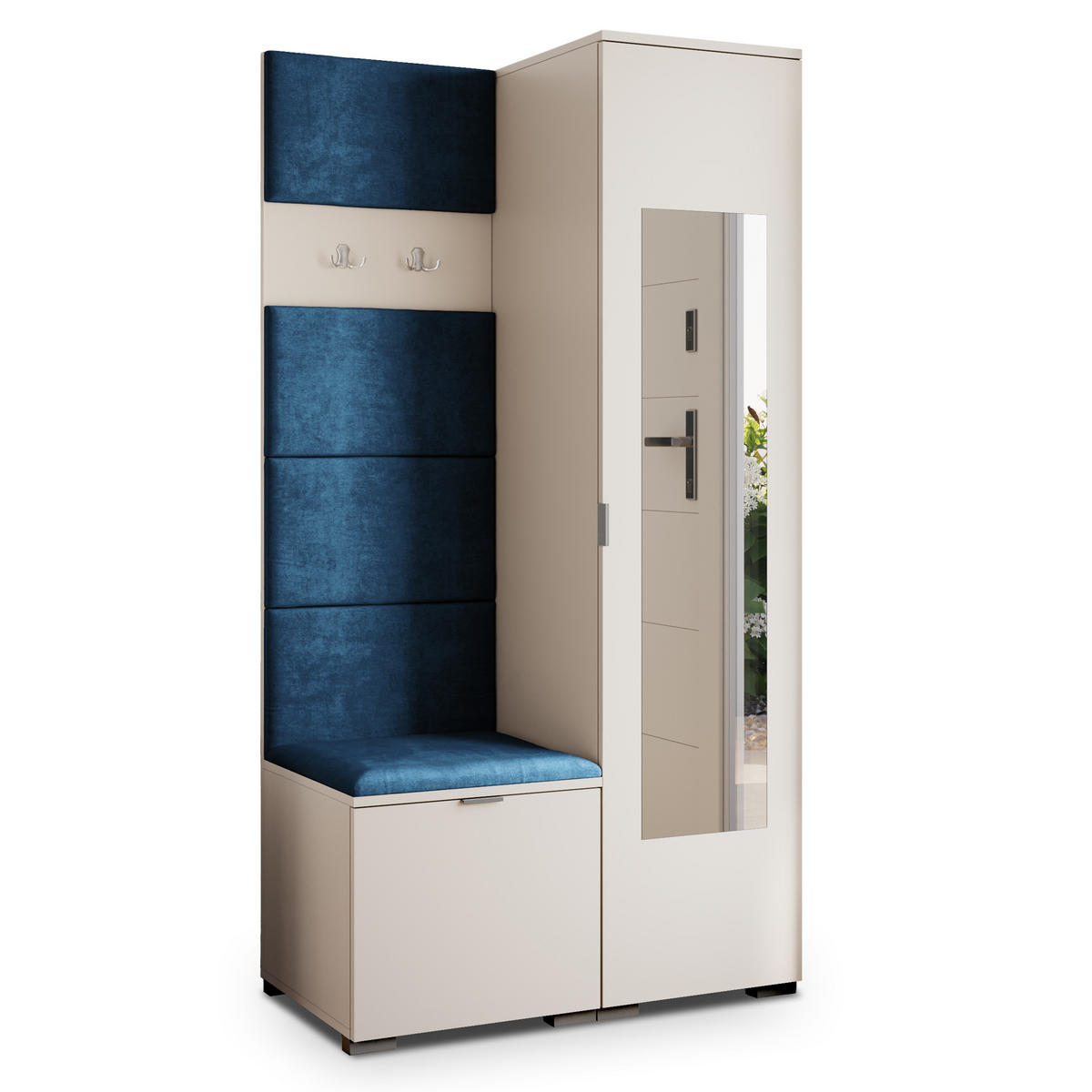 GARDEROBENSCHRANK VIRA 95/181/51 cm Modern Garderobe-Set Kaschmir - Kaschmir/Blau, Holzwerkstoff (95/181/51cm) - MASSENO