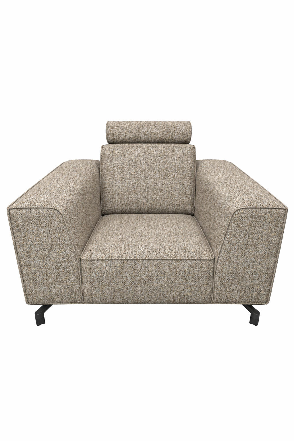 POLSTERSESSEL Selena - Truffle, Verstellbare Kopfstützen und Metall Füßen - Trüffeleichefarben/Schwarz, Kunststoff/Textil (109/90/95cm) - KS Home Concept