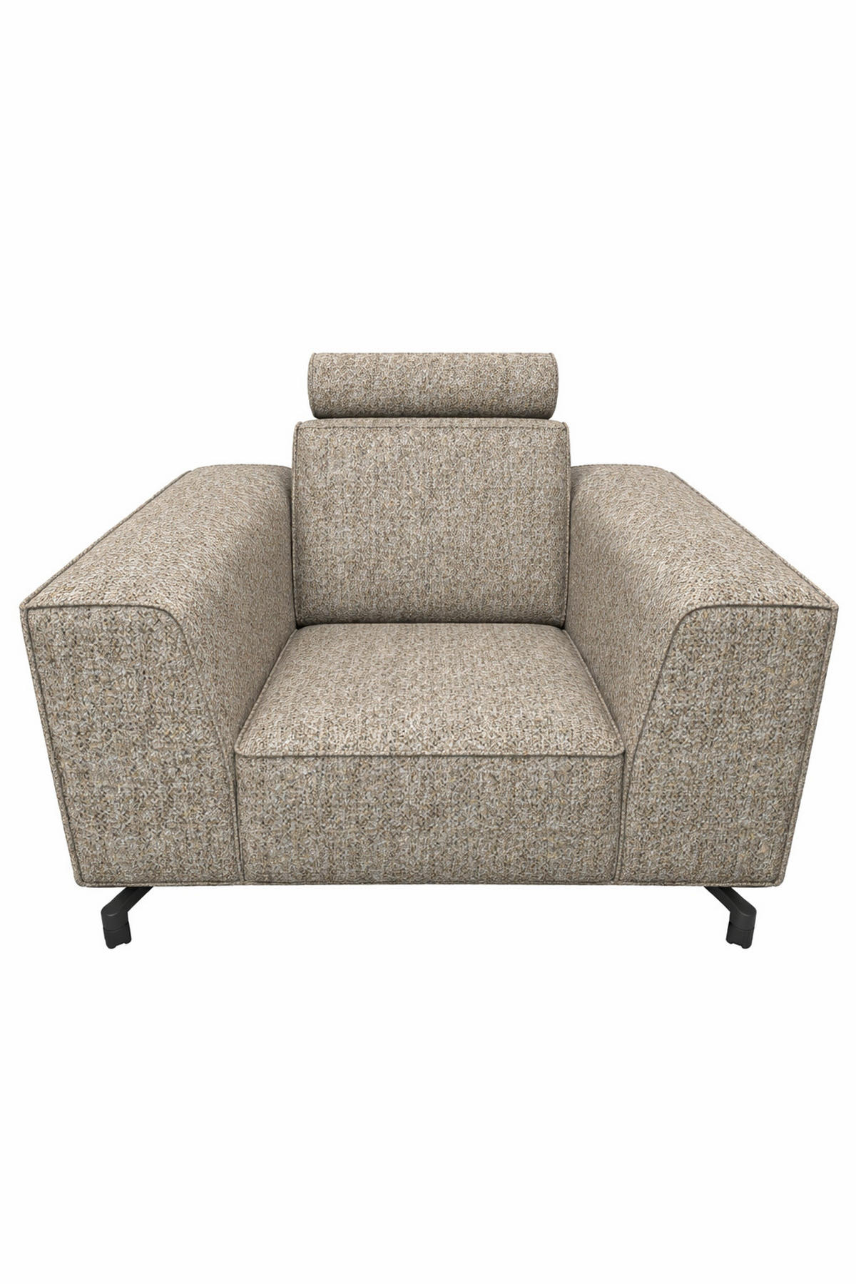 POLSTERSESSEL Selena - Truffle, Verstellbare Kopfstützen und Metall Füßen - Trüffeleichefarben/Schwarz, Kunststoff/Textil (109/90/95cm) - KS Home Concept