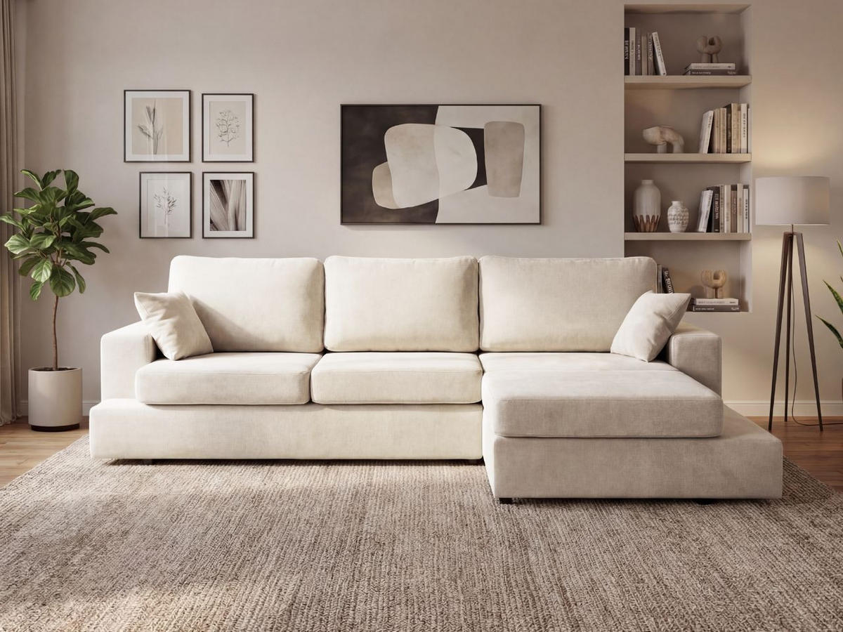 ECKSOFA Nesto Creme Rechts - Creme, Holz/Textil (165/260cm) - Graingold