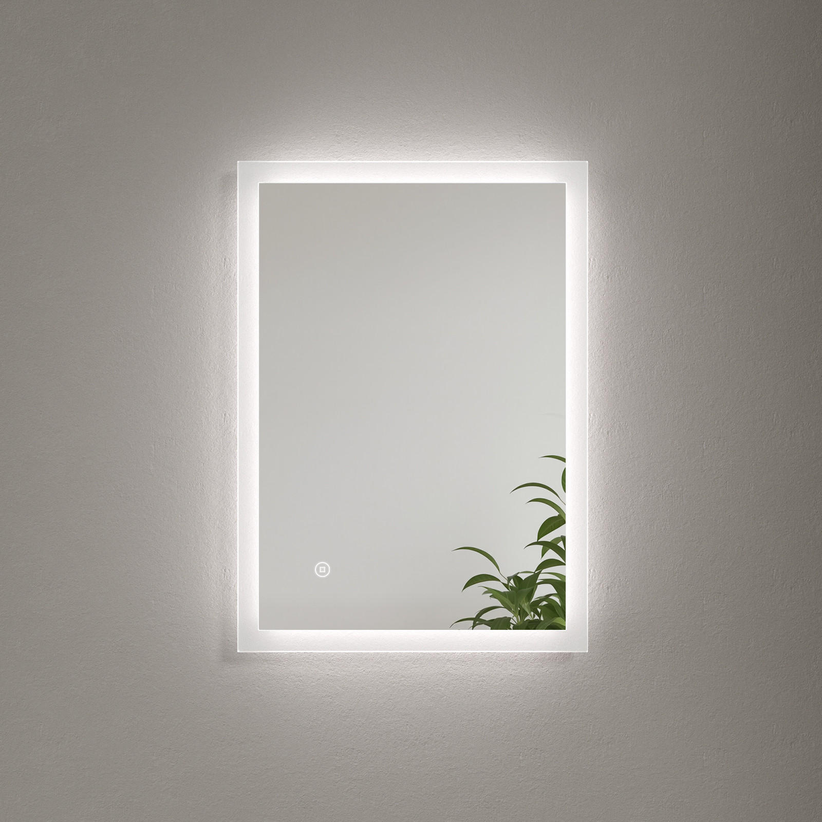 BADSPIEGEL mit Touch-Schalter Beleuchtung 70/50/3,5 cm - Weiß, Glas (50/3.5/70cm) - EMKE