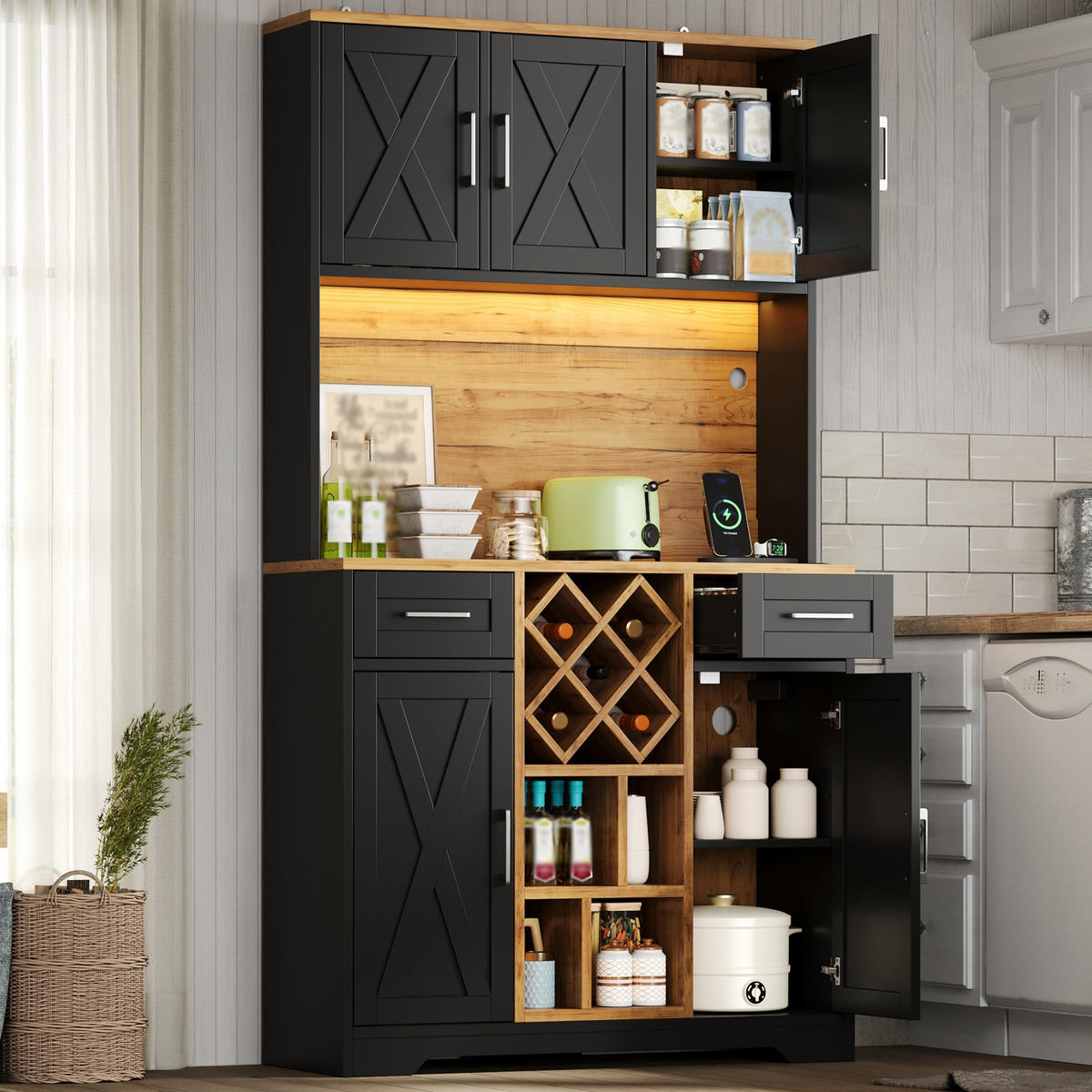 GESCHIRRSCHRANK Naturfarben 105/40/180 - Naturfarben, Holzwerkstoff (105/180/40cm)
