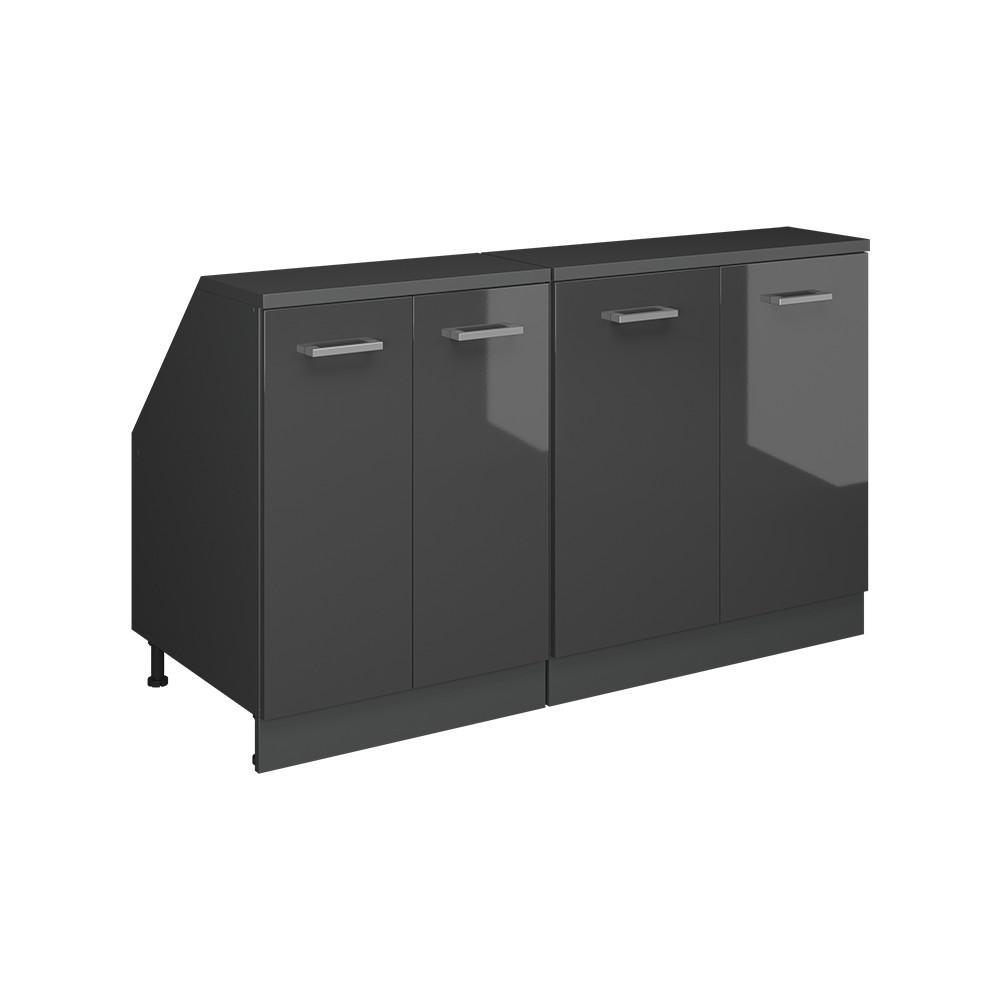 Vicco SADA SKŘÍNÍ PRO ŠIKMOU STŘECHU Rion Antracitový vysoký lesk 140 cm Sada 2 korpusů skříně hloubka 60 cm