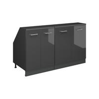 KUCHYNSKÁ SKRIŇA PRE ŠIKMÉ STRECHY R-Line Antracit vysoký lesk 140 cm Súprava 2 korpusov skrine hĺbka 60 cm - antracitová/čierna s vysokým leskom, kompozitné drevo (140/83.8/60cm) - Vicco