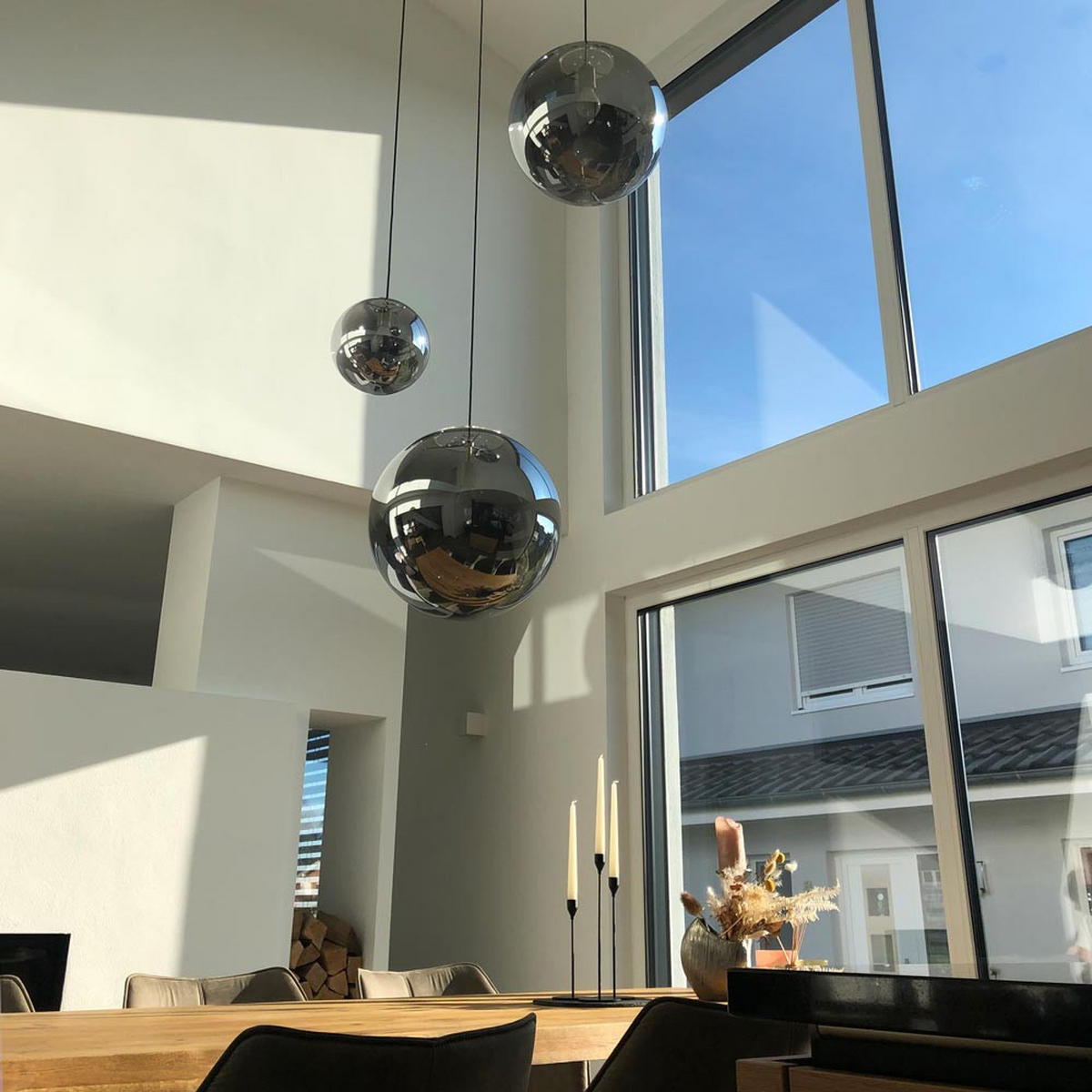 GALERIELAMPE Orb 5m Abhängung Schwarz/Klar Ø 30cm - Schwarz, Glas (30/30/30cm) - s.luce